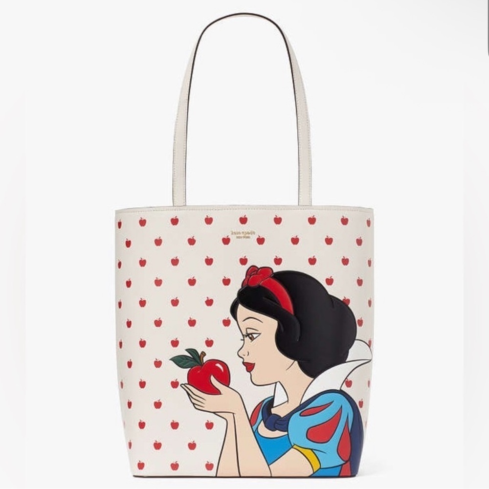 Kate Spade White Tote with Snow White and Red Apple Design- GORGEOUS BAG🤩🍎👑👸🏼👸🏻